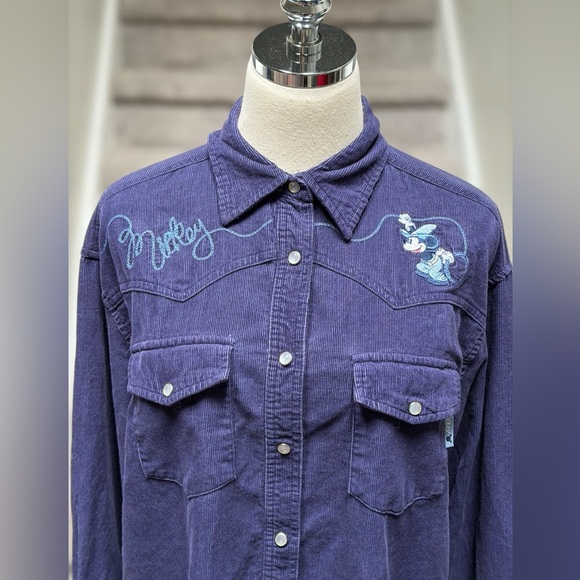 Vintage 90s Mickey Mouse Unlimited Corduroy Embroidered Western Shirt Cowgirl - Picture 2 of 15
